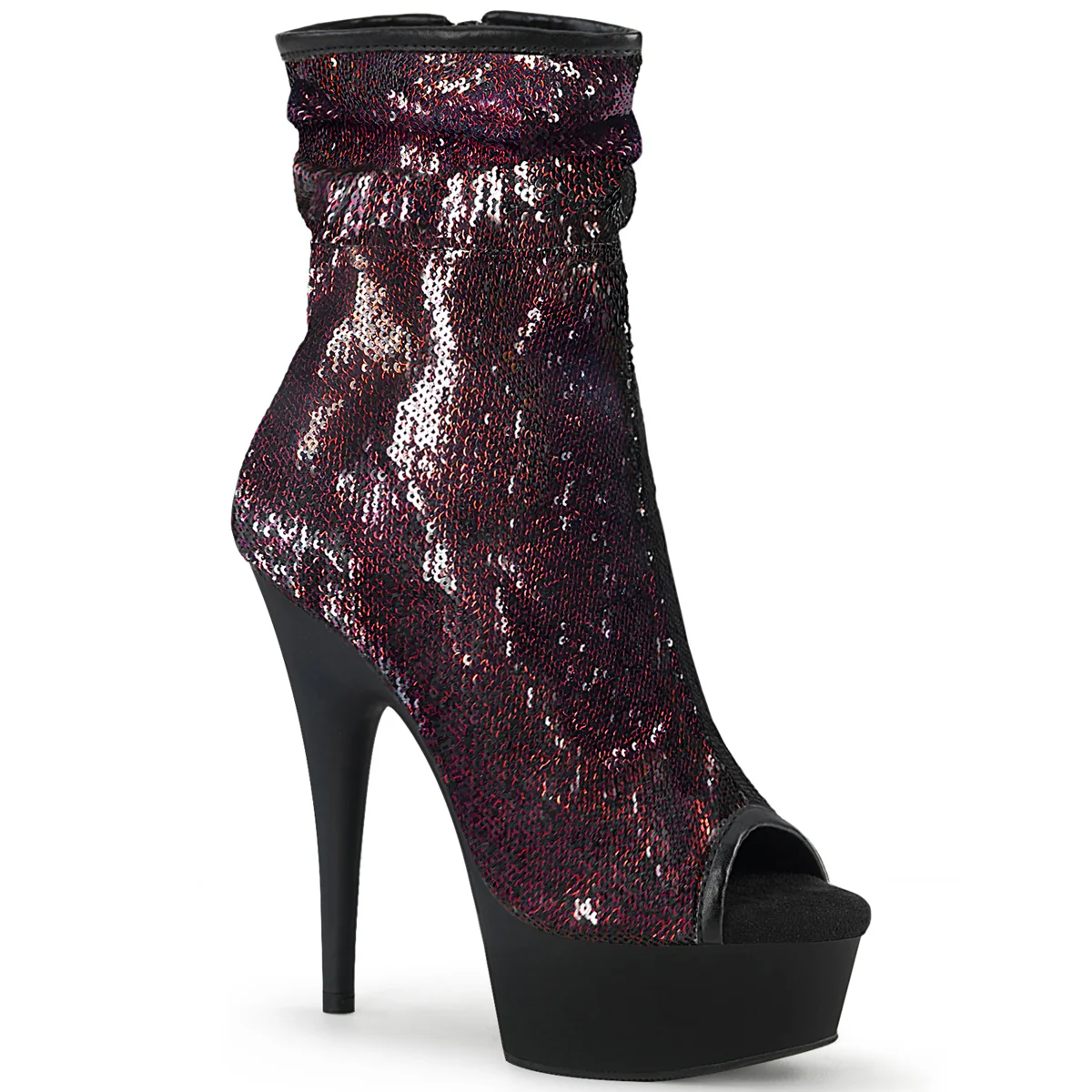 DELIGHT-1008SQ  Burgundy Sequins/Black Matte