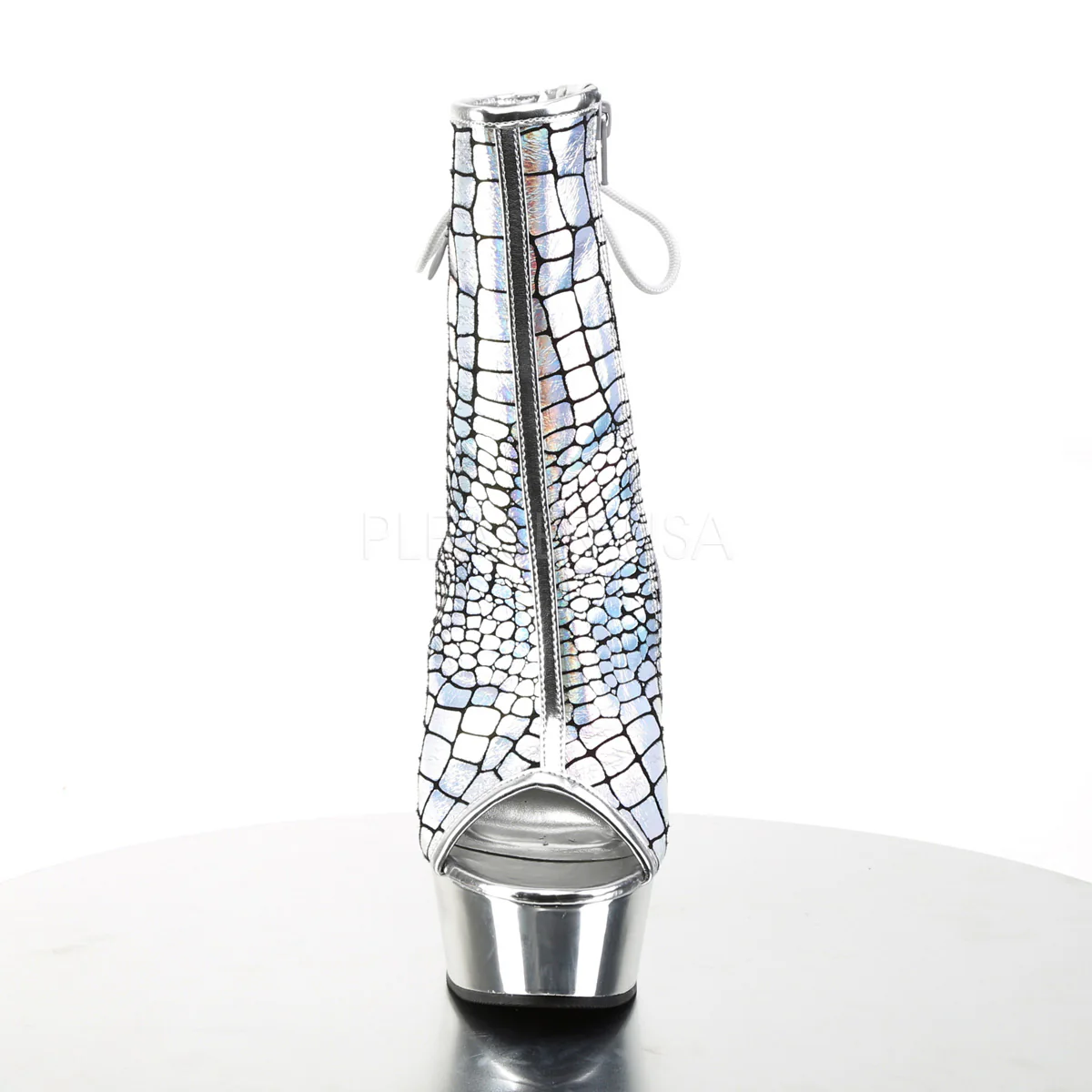 DELIGHT-1018HG  Silver Hologram Ostrich Pu/Silver Chrome - Image 2