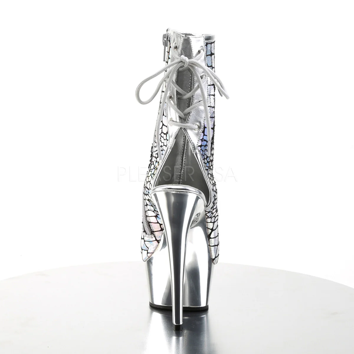 DELIGHT-1018HG  Silver Hologram Ostrich Pu/Silver Chrome - Image 4