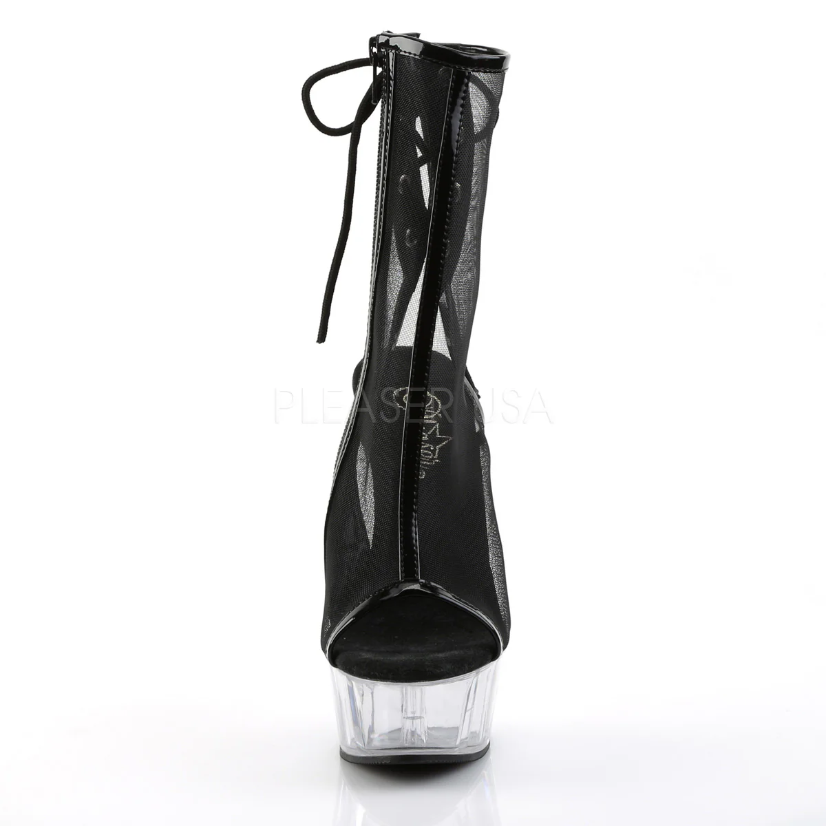 DELIGHT-1018MSH Black Patent-Mesh/Clear - Image 2