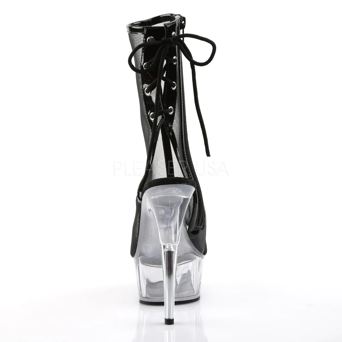 DELIGHT-1018MSH Black Patent-Mesh/Clear - Image 4