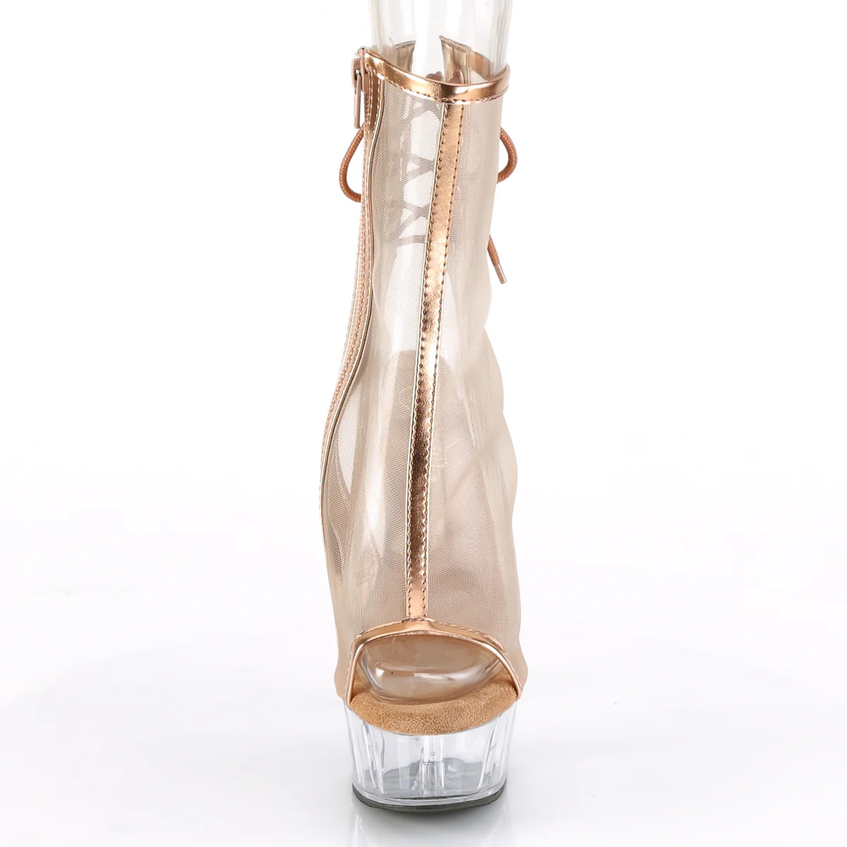 DELIGHT-1018MSH Rose Gold Metallic Pu-Mesh/Clear - Image 2