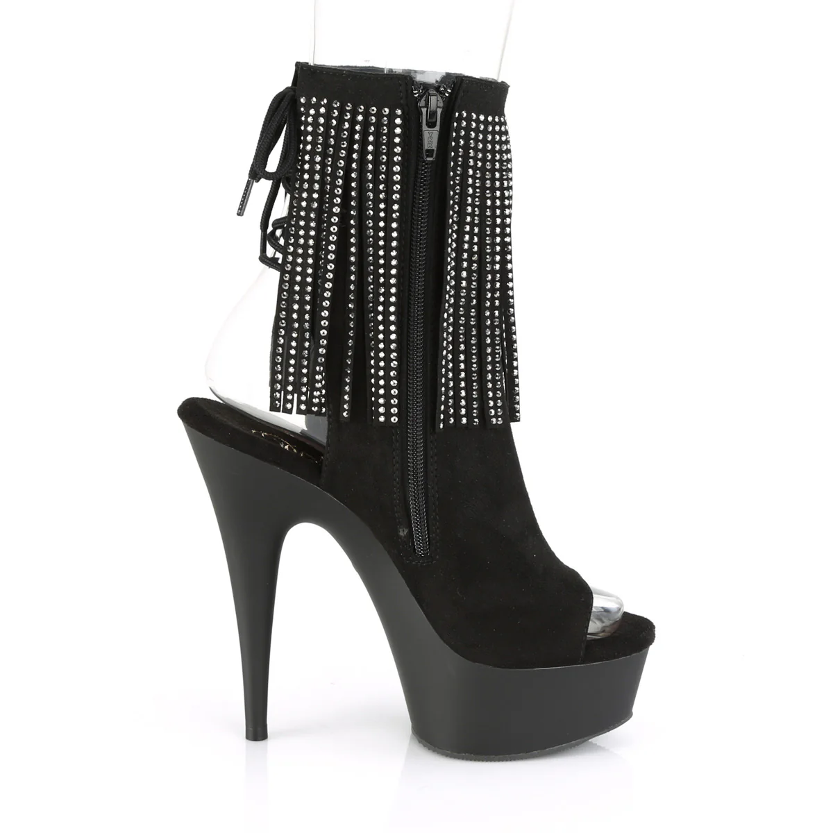DELIGHT-1018RSF  Black Faux Suede/Black Matte - Image 5