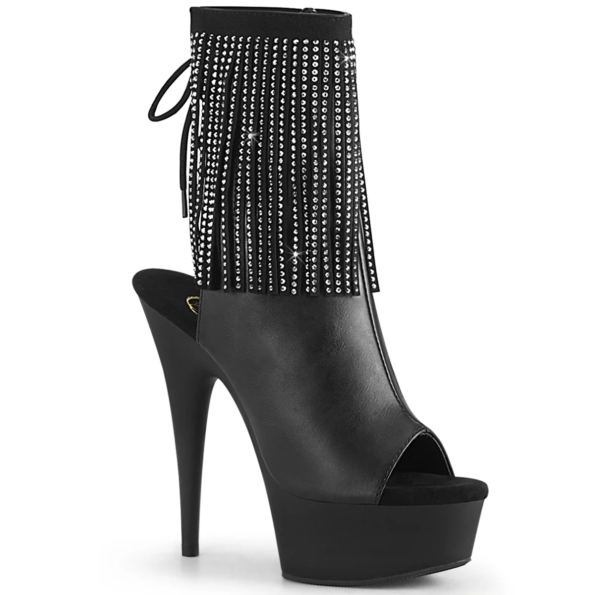 DELIGHT-1018RSF  Black Faux Leather/Black Matte