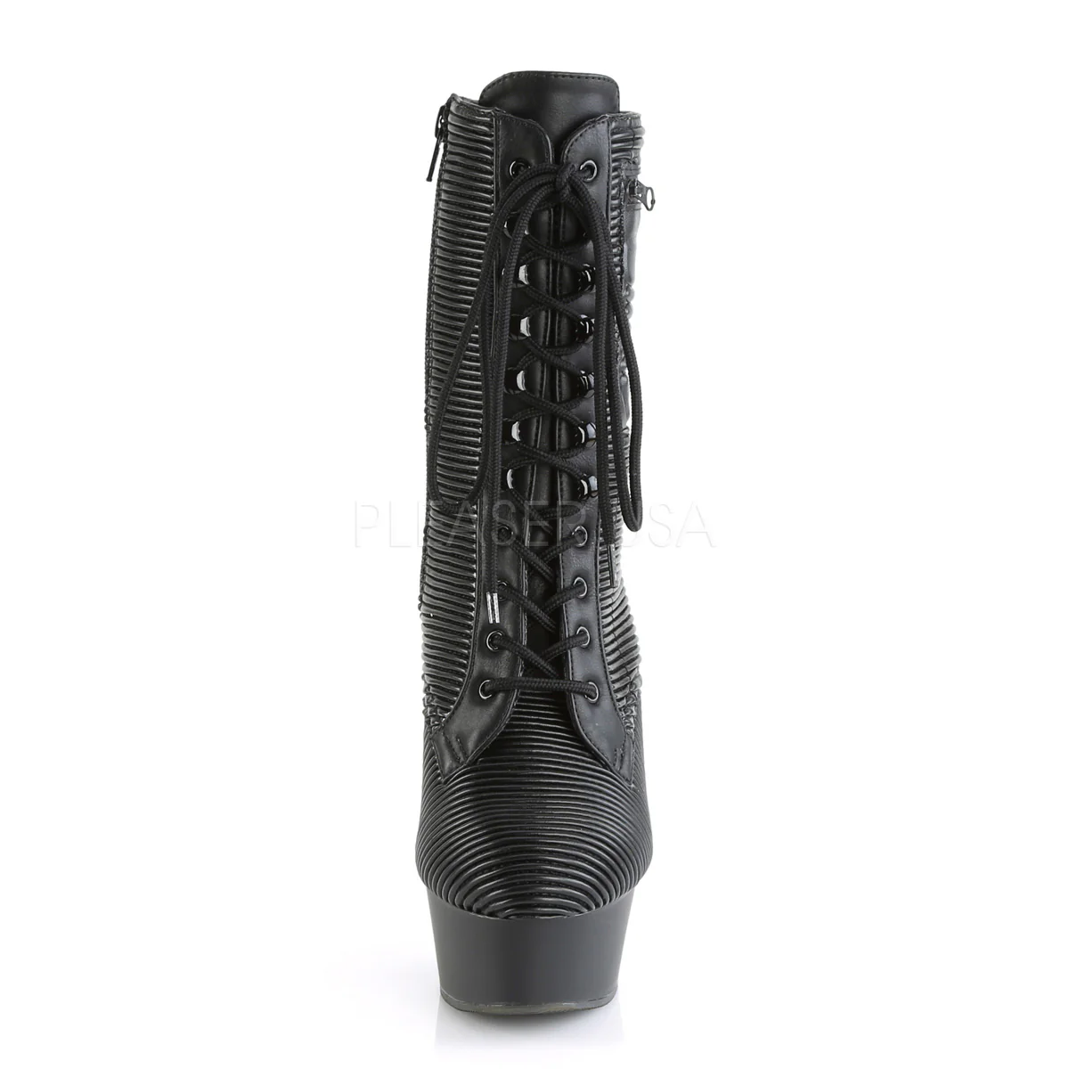 DELIGHT-1020PK  Black Quilted Faux Leather/Black Matte - Image 2