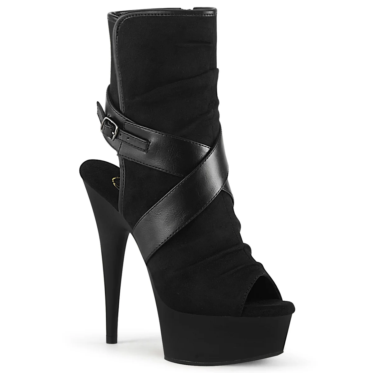 DELIGHT-1034 Black Faux Suede-Faux Leather/Black Matte