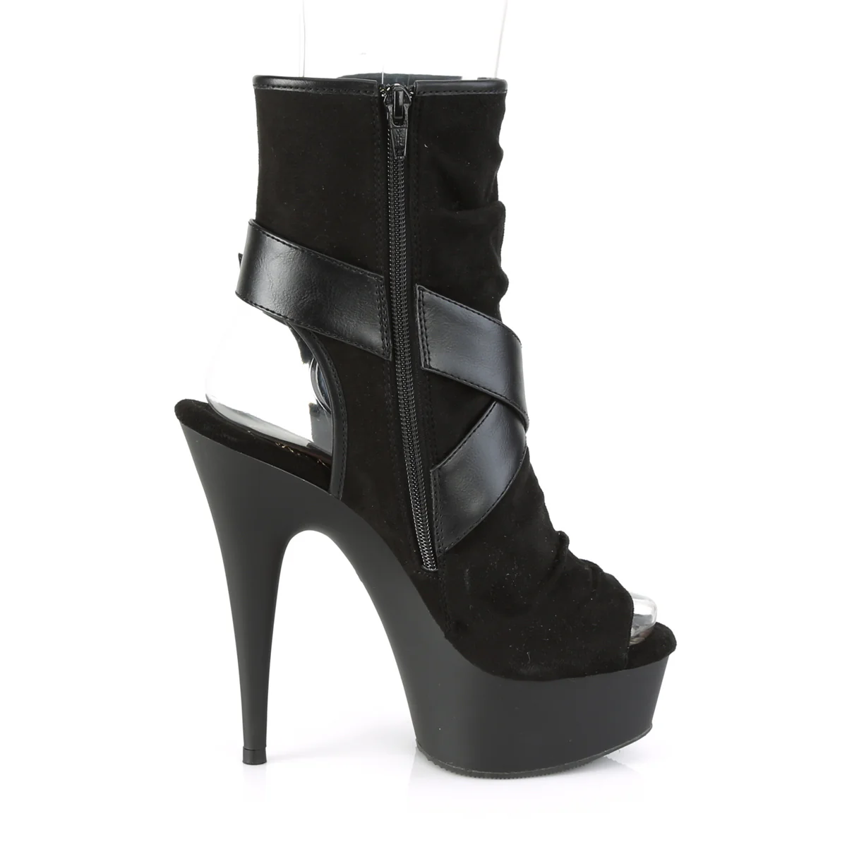 DELIGHT-1034 Black Faux Suede-Faux Leather/Black Matte - Image 5
