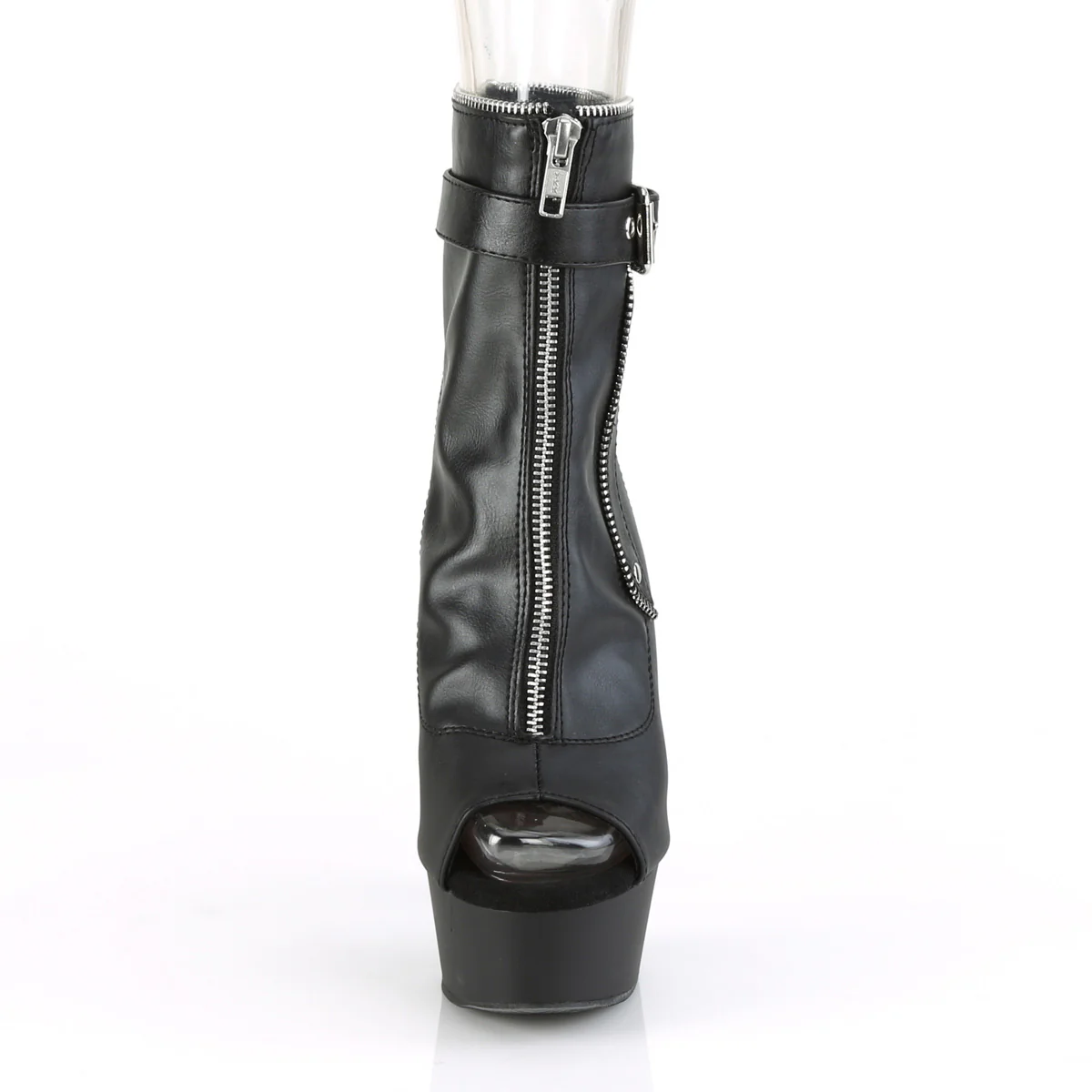 DELIGHT-1035  Black Faux Leather/Black Matte - Image 2