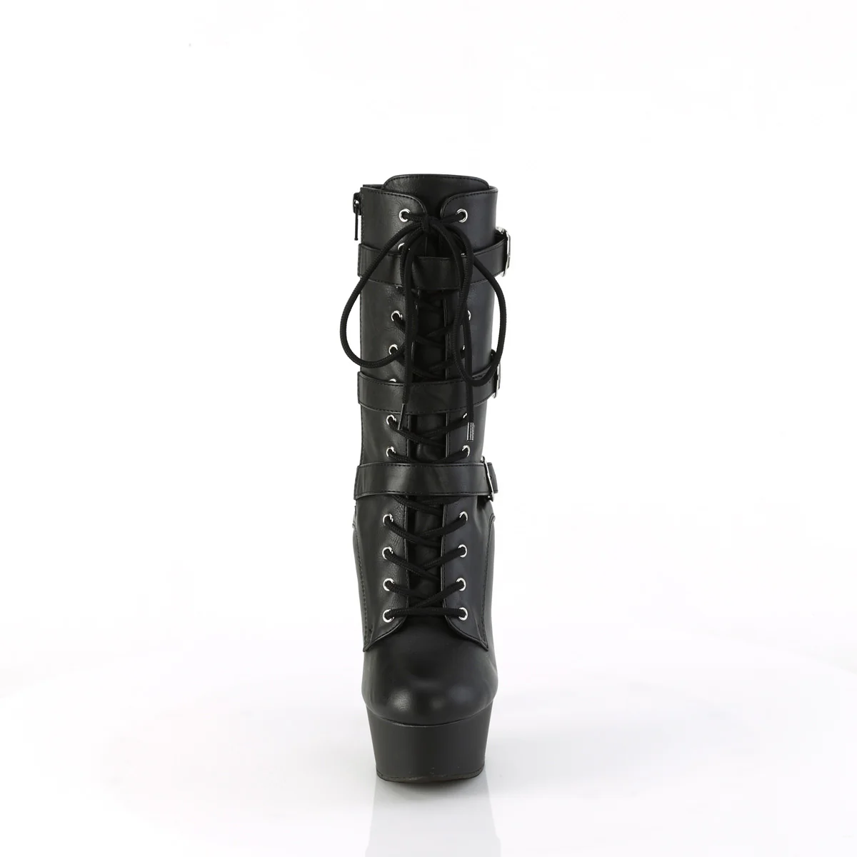 DELIGHT-1043  Black Faux Leather/Black Matte - Image 2