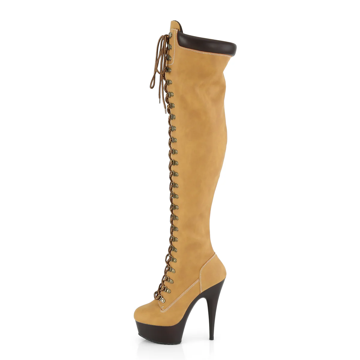 DELIGHT-3000TL Tan Nubuck Faux Leather/Dark Brown Matte - Image 3