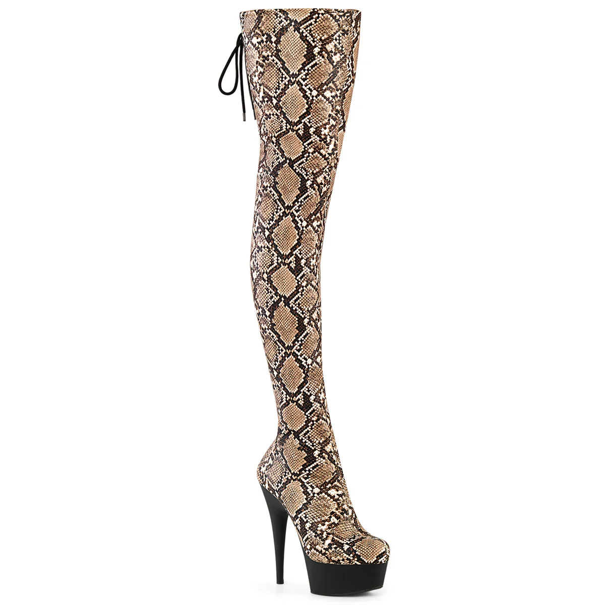 DELIGHT-3008SP-BT  Tan-Brown Snake Print/Black Matte
