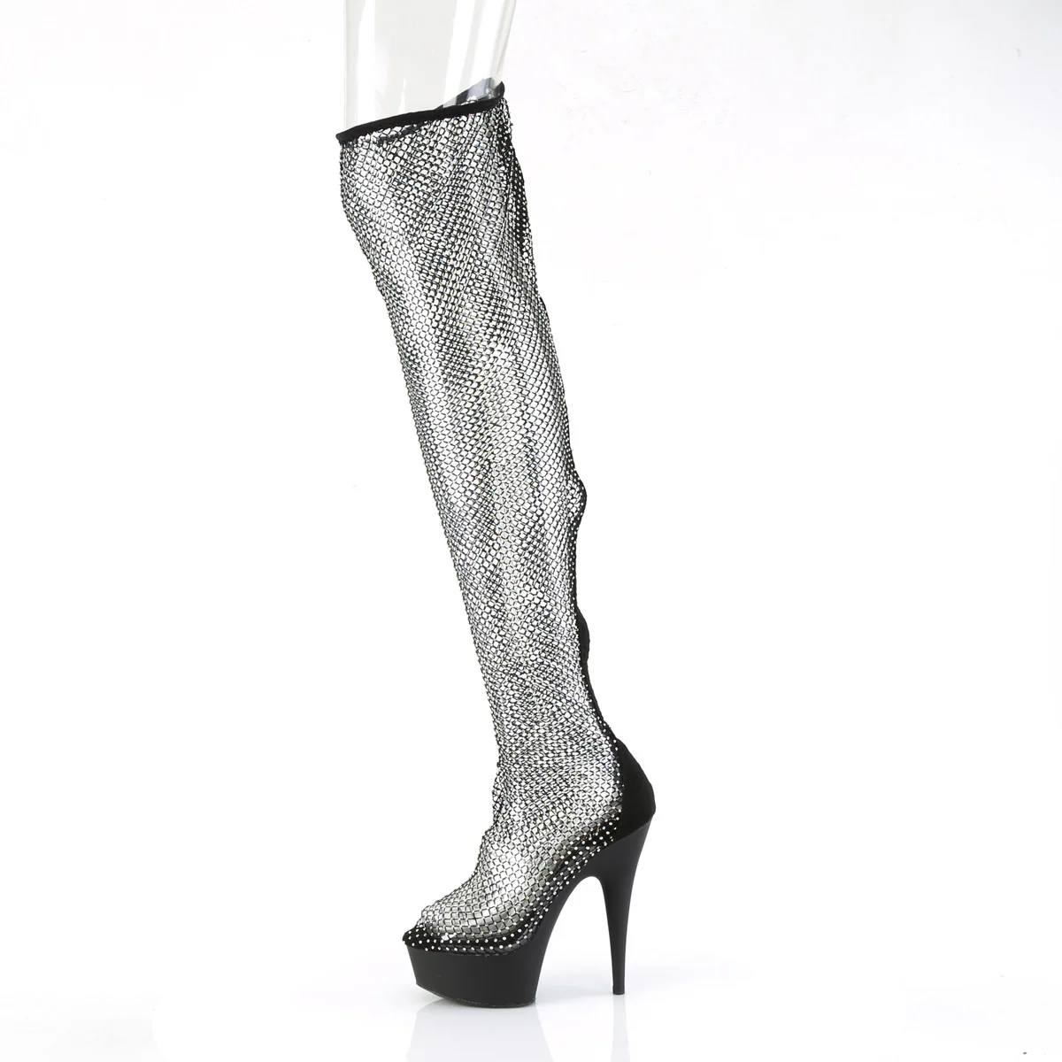 DELIGHT-3009  Black Faux Suede-RS Mesh/Black Matte - Image 3