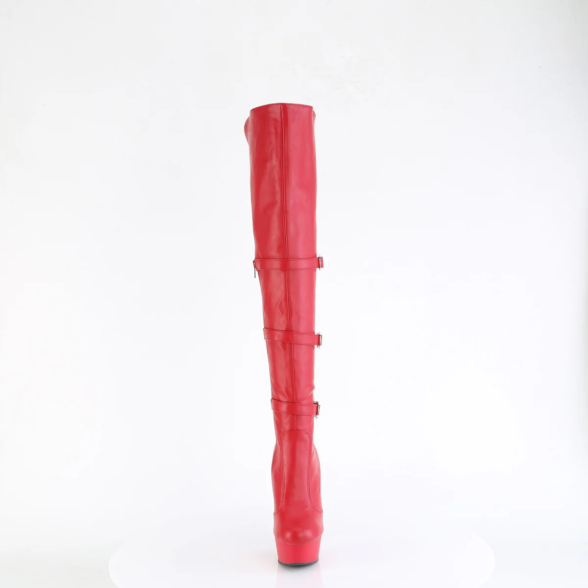 DELIGHT-3018 Red Stretch Faux Leather/Red Matte - Image 2