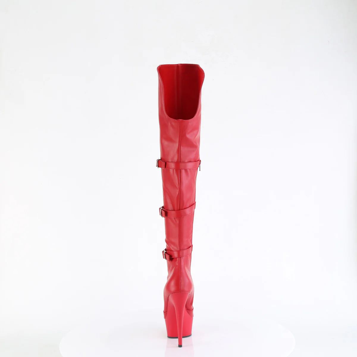 DELIGHT-3018 Red Stretch Faux Leather/Red Matte - Image 4