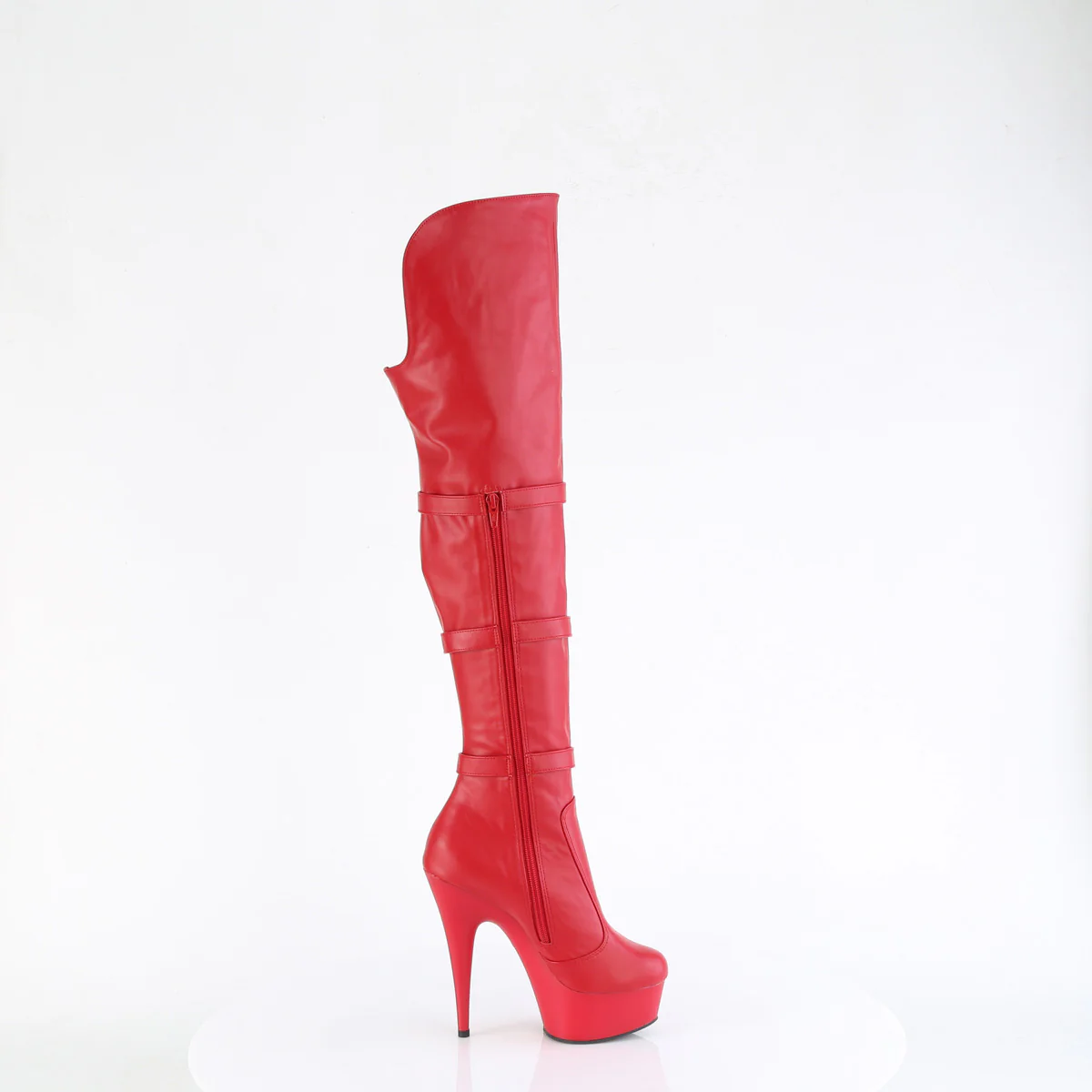 DELIGHT-3018 Red Stretch Faux Leather/Red Matte - Image 5