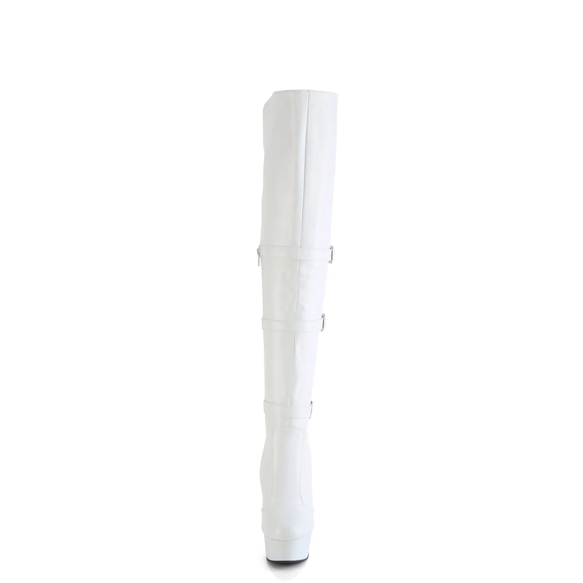 DELIGHT-3018  White Stretch Faux Leather/White Matte - Image 2