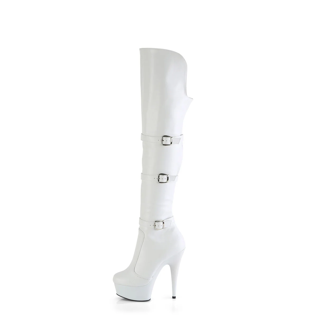 DELIGHT-3018  White Stretch Faux Leather/White Matte - Image 3