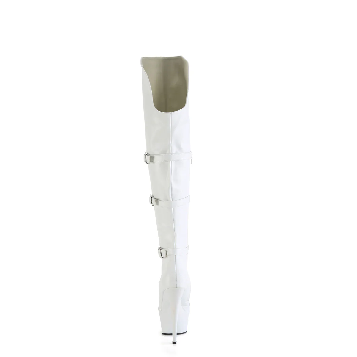 DELIGHT-3018  White Stretch Faux Leather/White Matte - Image 4