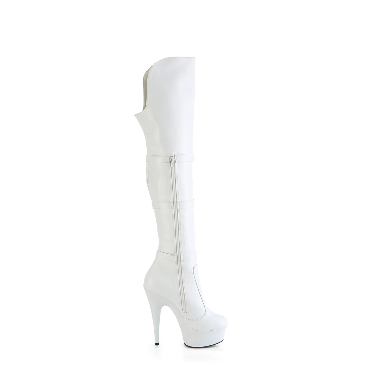 DELIGHT-3018  White Stretch Faux Leather/White Matte - Image 5