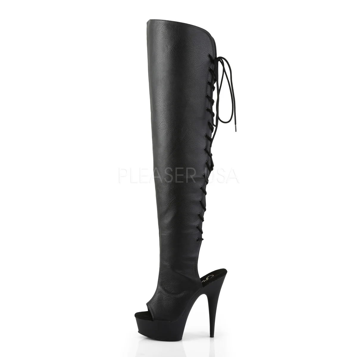 DELIGHT-3019 Black Faux Leather/Black Matte - Image 3