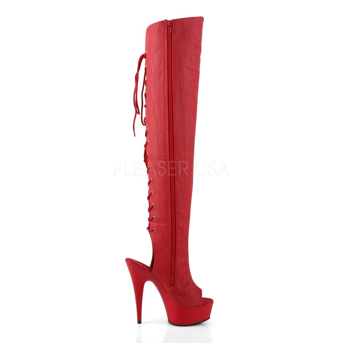 DELIGHT-3019  Red Faux Leather/Red Matte - Image 5