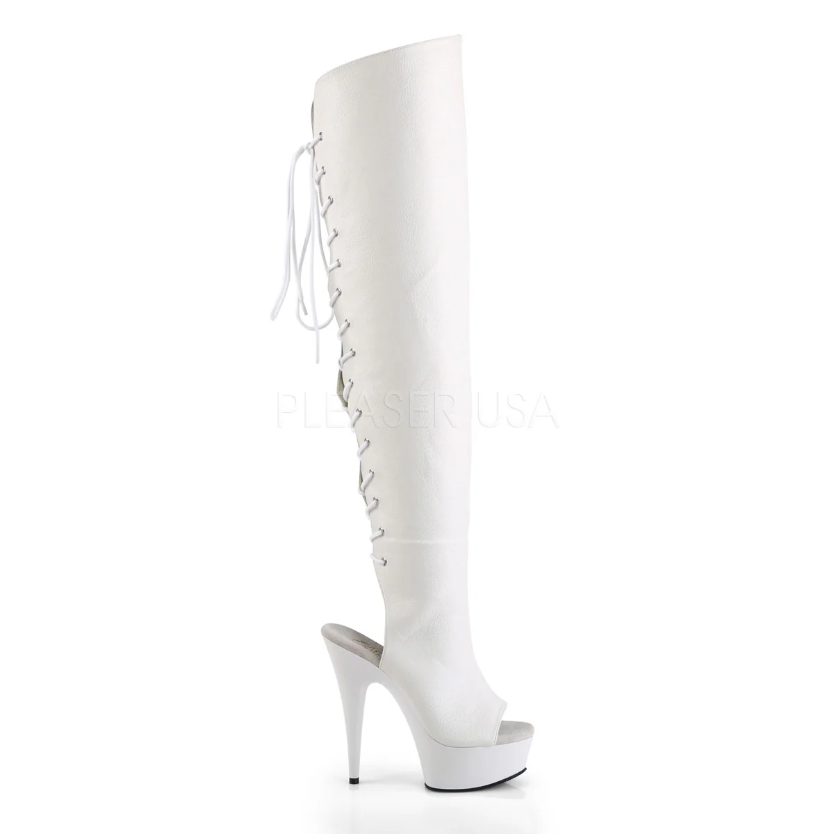 DELIGHT-3019  White Faux Leather/White - Image 5