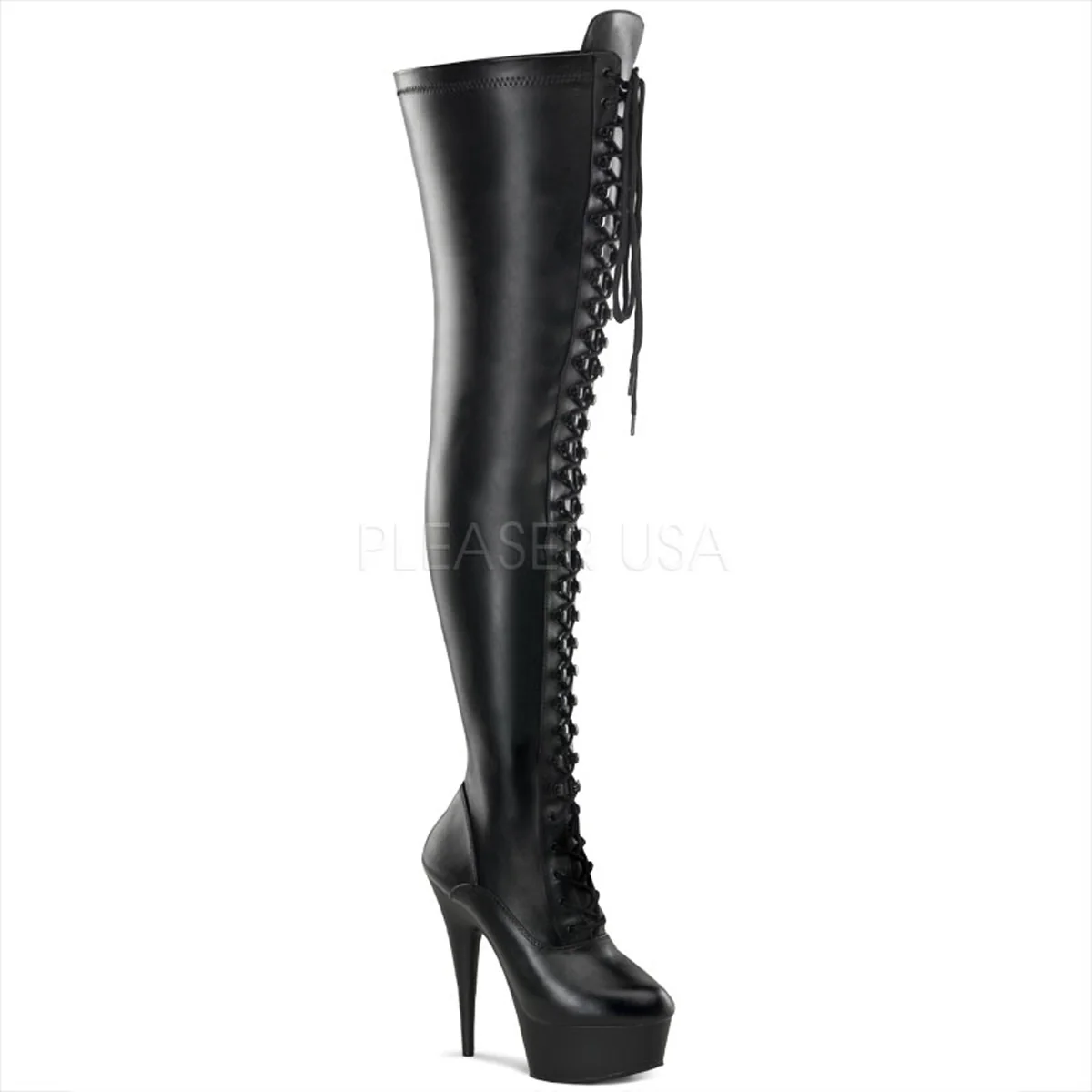 DELIGHT-3023 Black Str Faux Leather/Black Matte