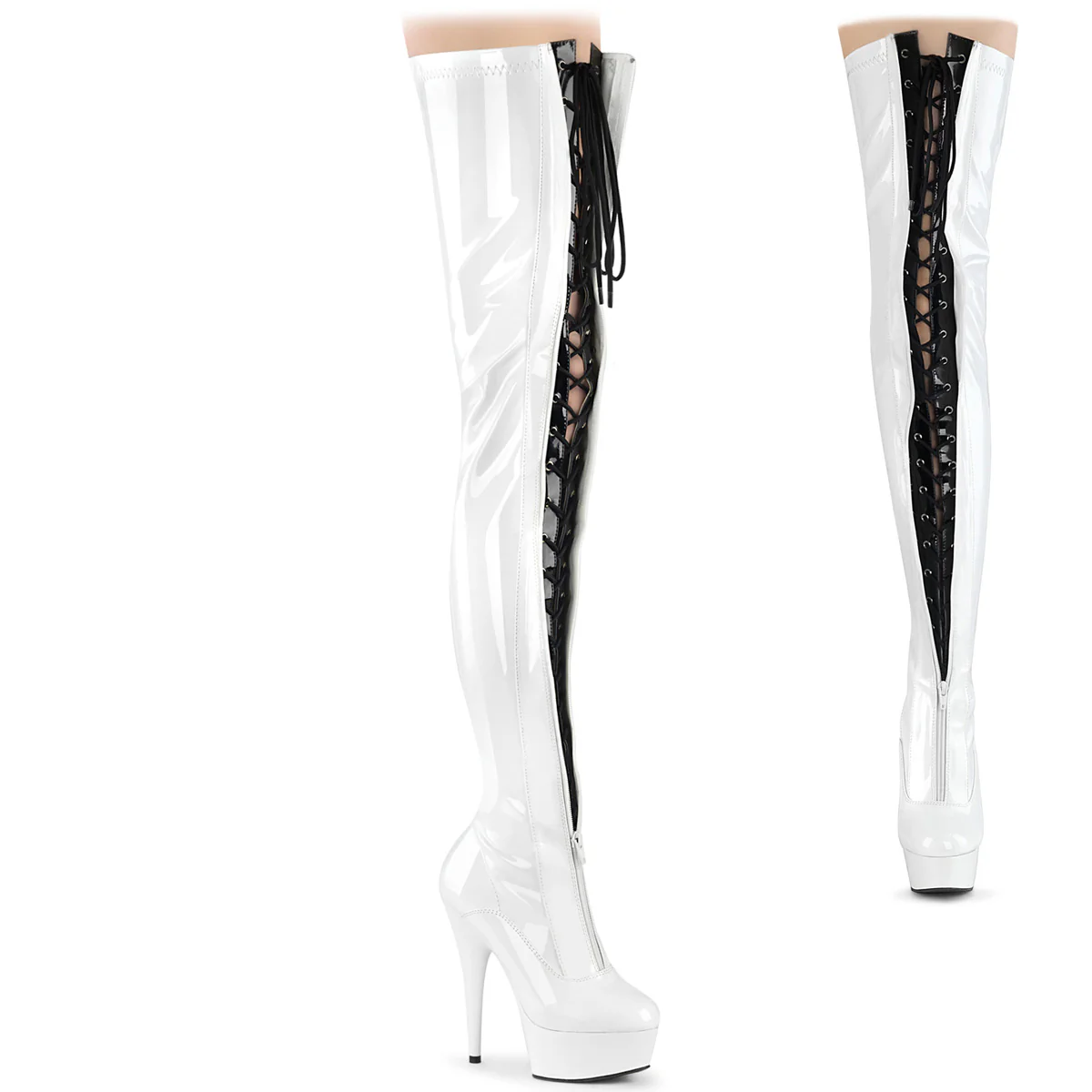 DELIGHT-3027 White-Black Stretch Patent