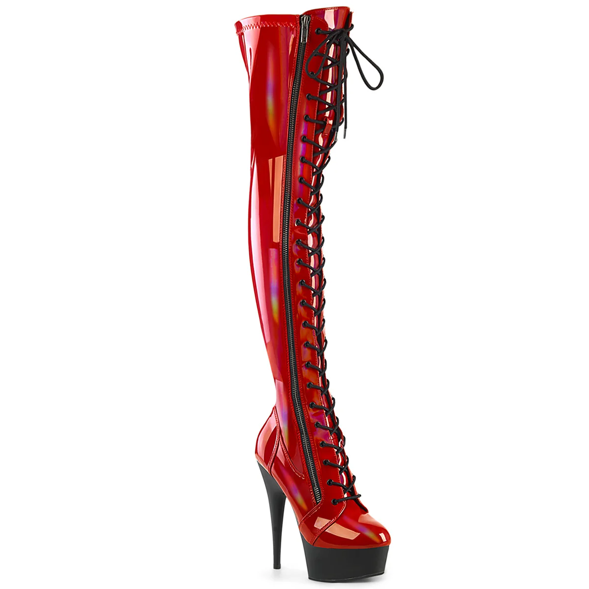 DELIGHT-3029  Red Stretch Hologram Patent/Black Matte