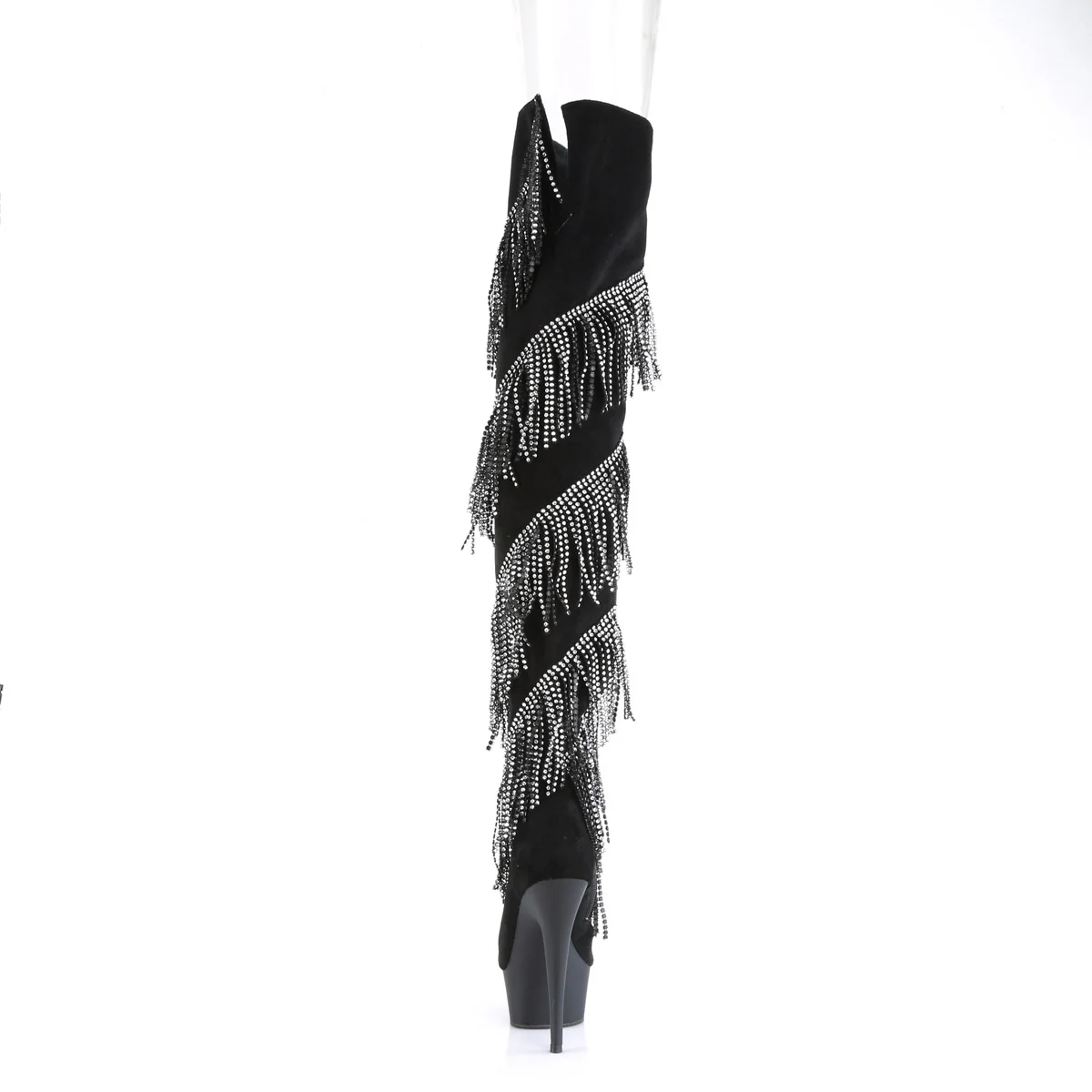 DELIGHT-3065  Black Faux Suede-Silver/Black Matte - Image 4