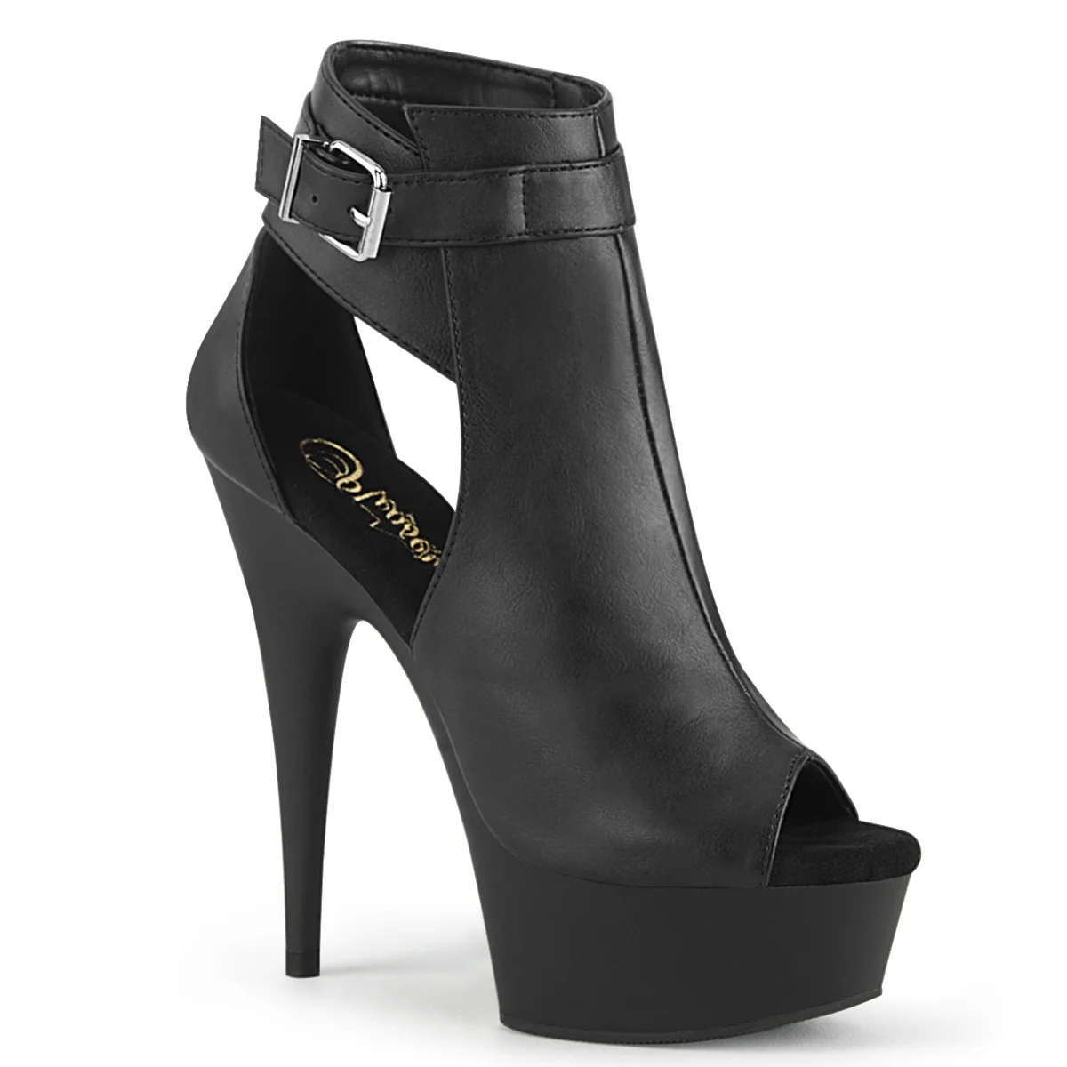 DELIGHT-600-10 Black Faux Leather/Black Matte
