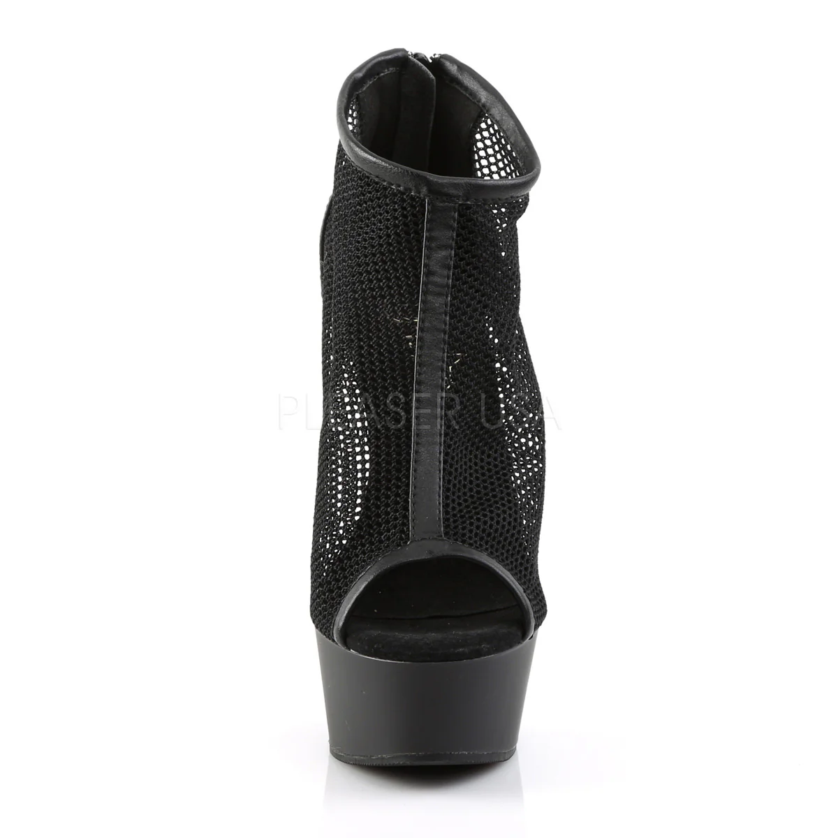 DELIGHT-600-12  Black Faux Leather-Fishnet/Black Matte - Image 2