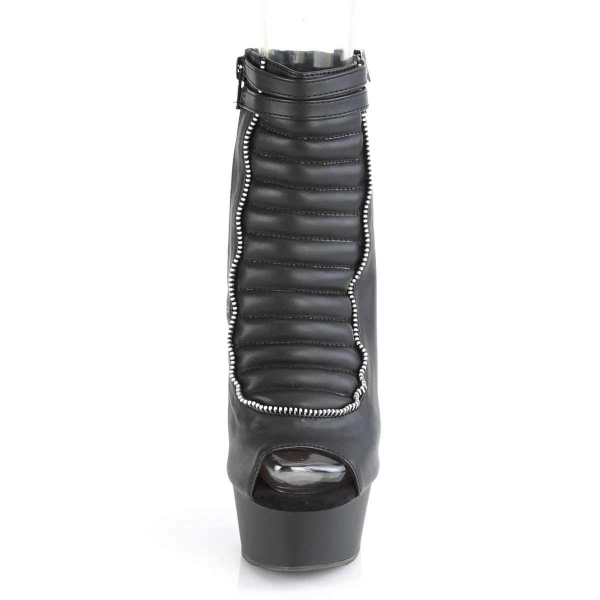 DELIGHT-600-18 Black Faux Leather/Black Matte - Image 2