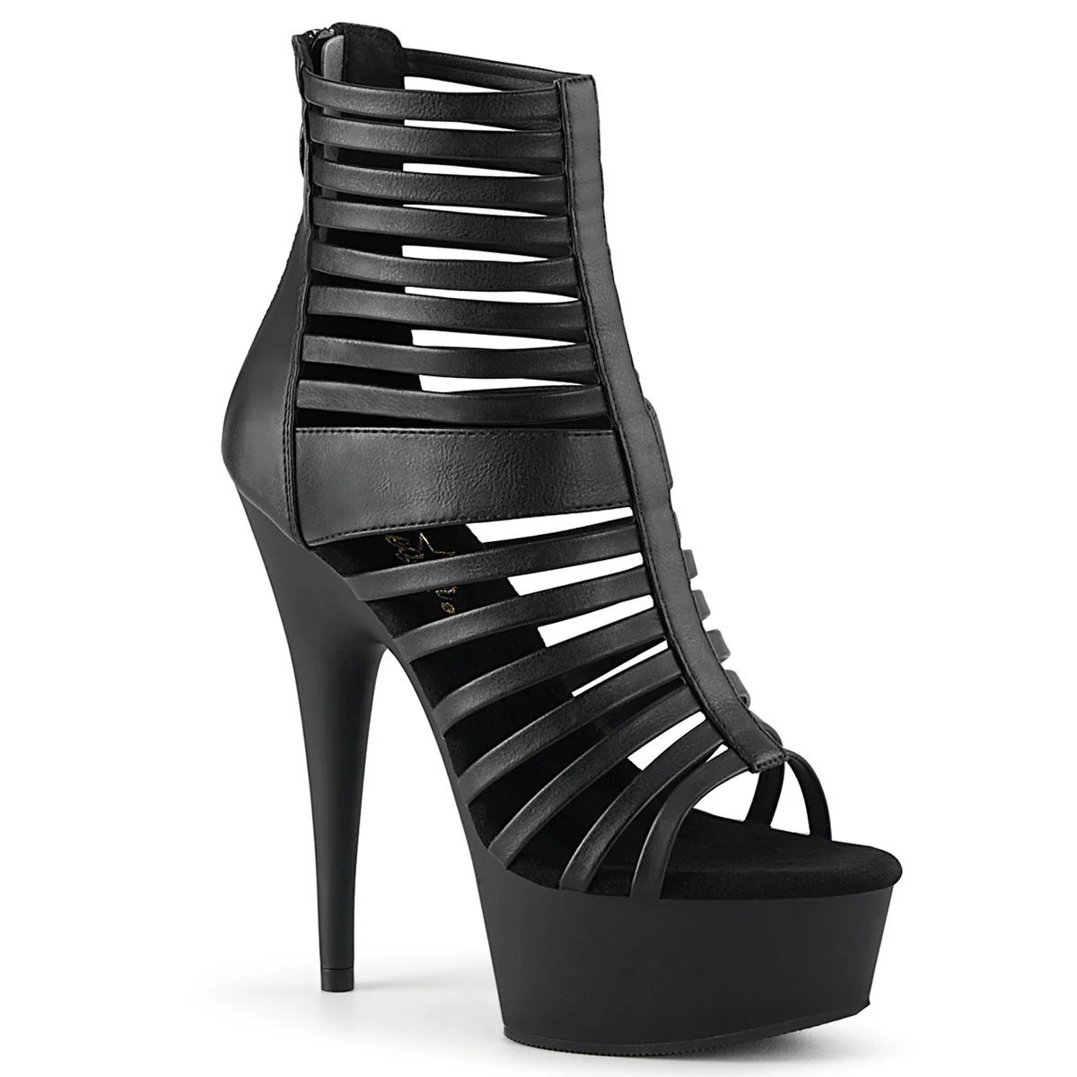 DELIGHT-600-26 Black Faux Leather/Black Matte