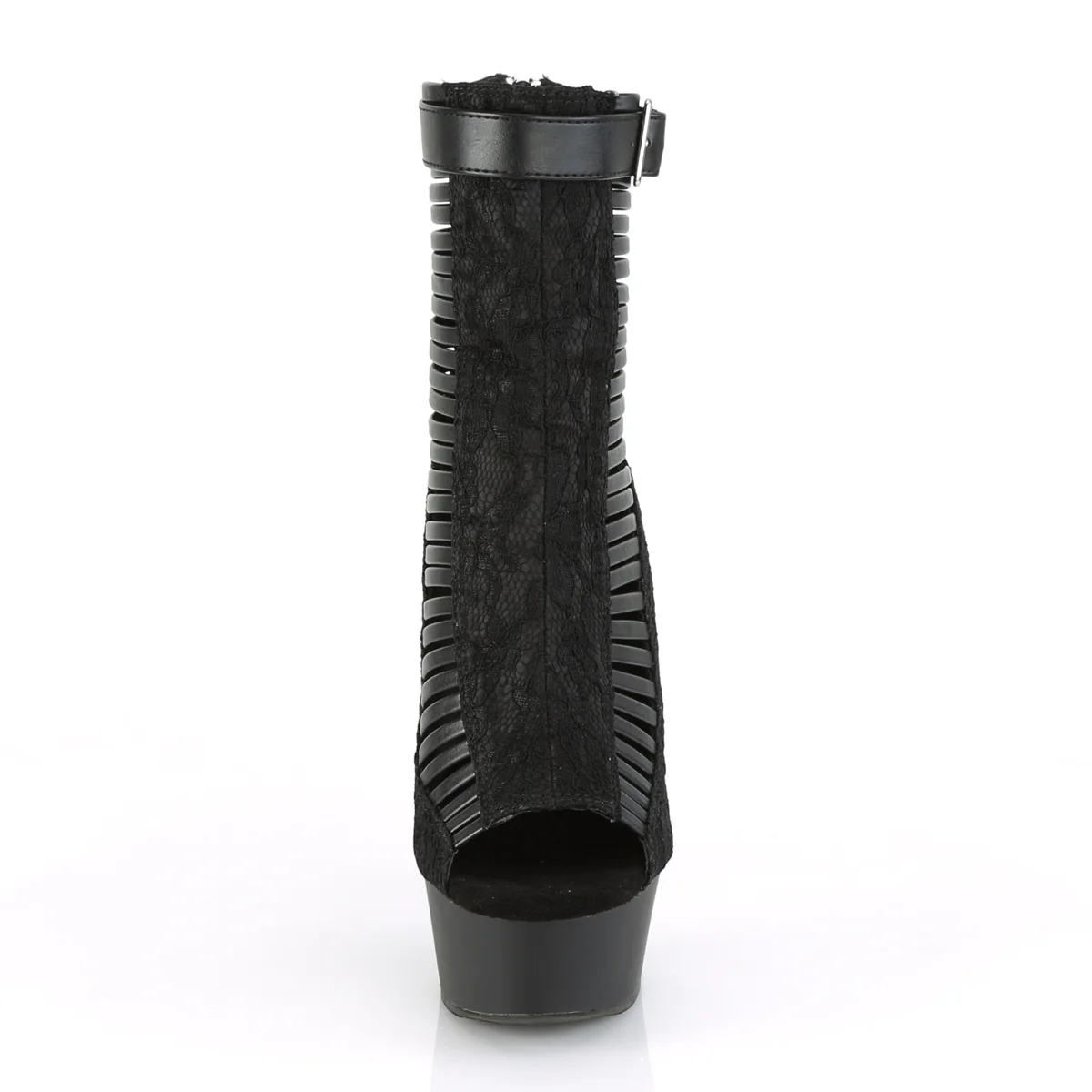 DELIGHT-600-27LC  Black Faux Leather-Fabric/Black Matte - Image 2