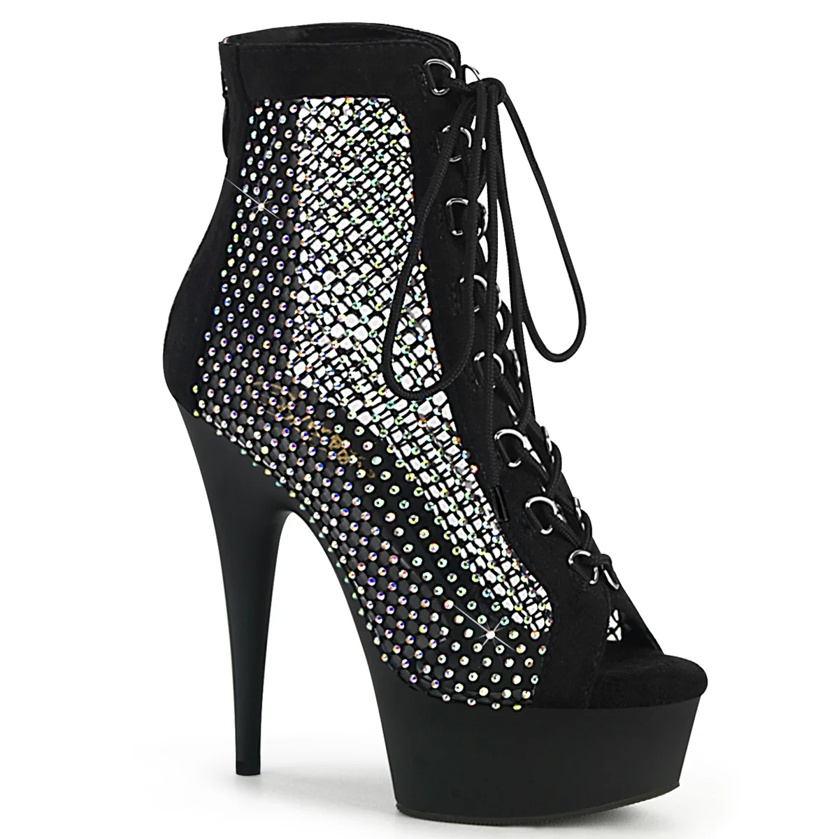 DELIGHT-600-33RM Black Faux Suede-RS Mesh/Black Matte