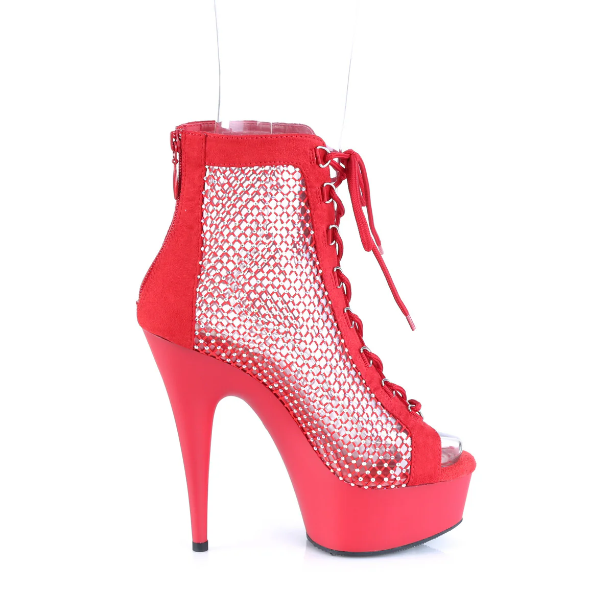 DELIGHT-600-33RM  Red Faux Suede-RS Mesh/Red Matte - Image 5