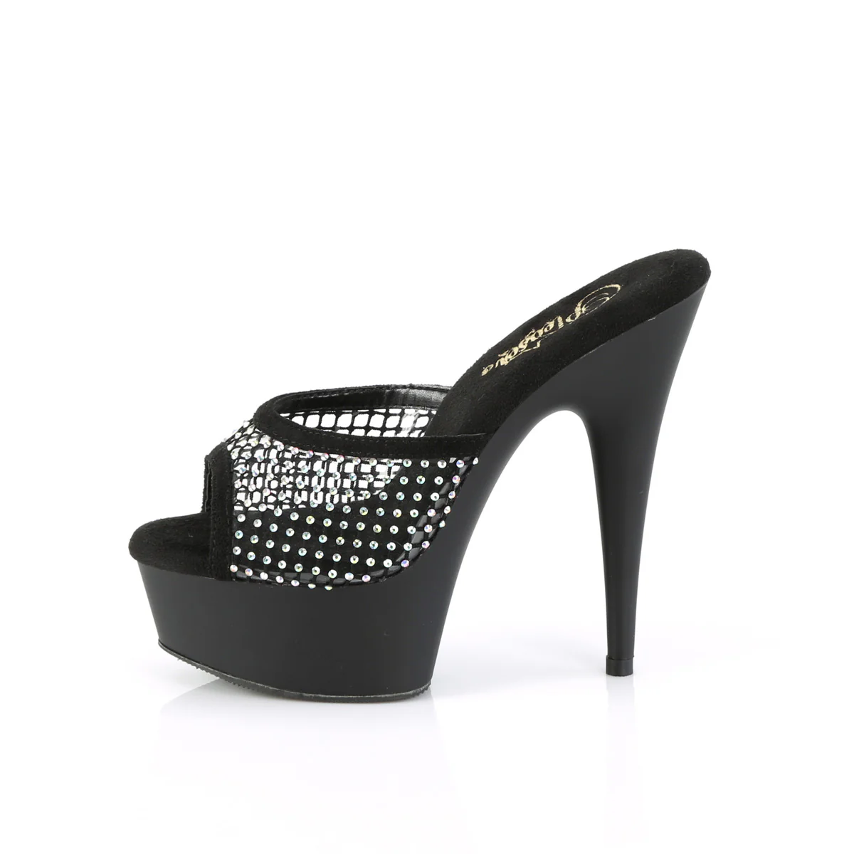 DELIGHT-601-6RM  Black Faux Suede-RS Mesh/Black Matte - Image 3