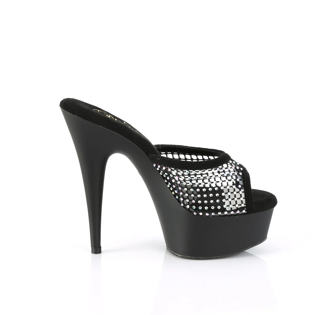 DELIGHT-601-6RM  Black Faux Suede-RS Mesh/Black Matte - Image 5