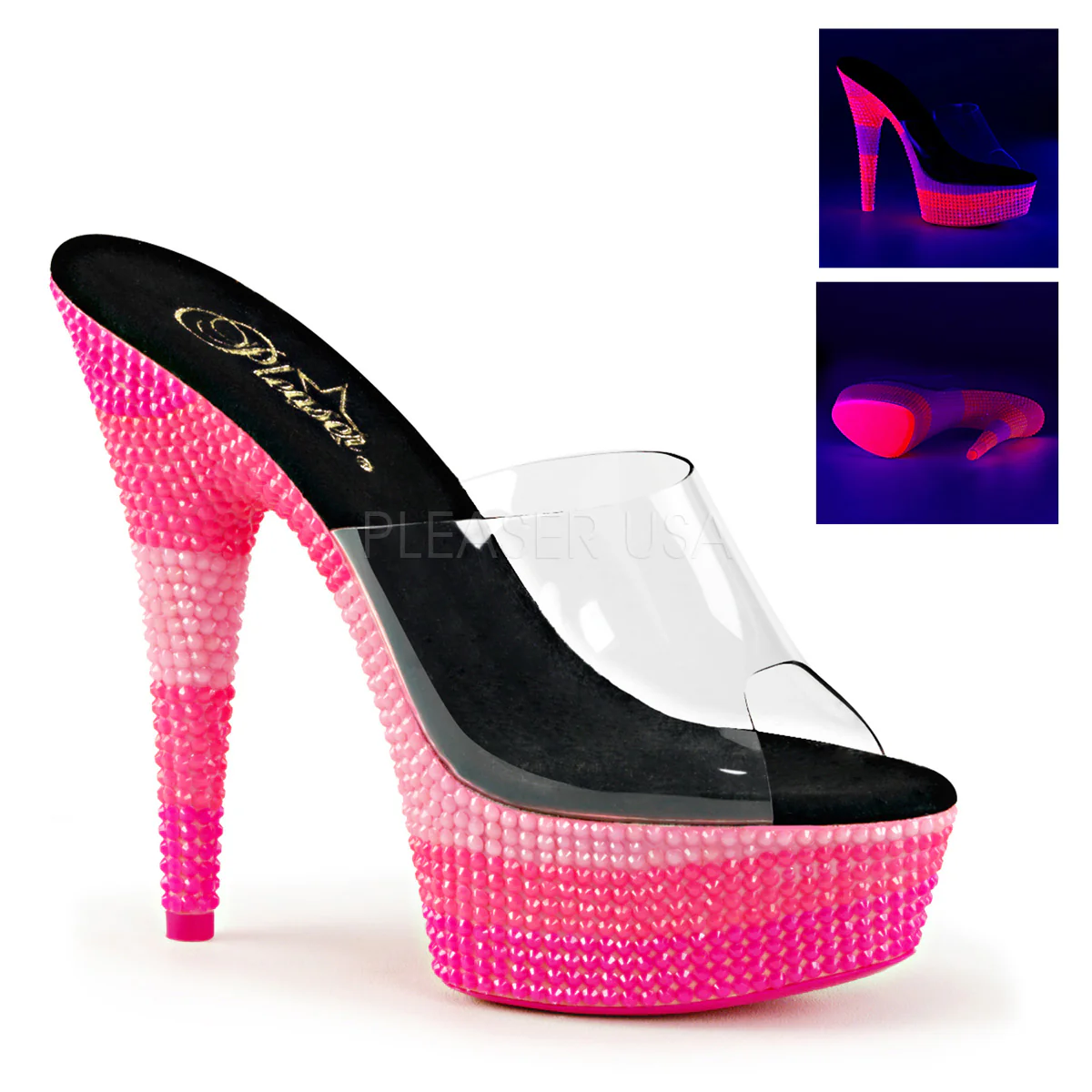 DELIGHT-601UVS  Clear/Neon Multi Hot Pink