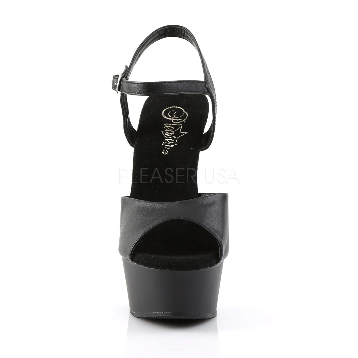 DELIGHT-609  Black Faux Leather/Black Matte - Image 2