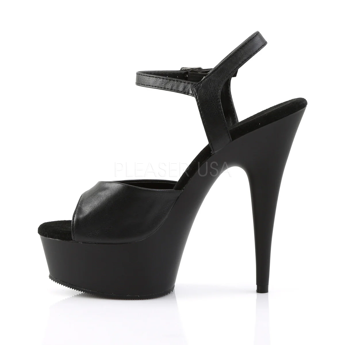 DELIGHT-609  Black Faux Leather/Black Matte - Image 3