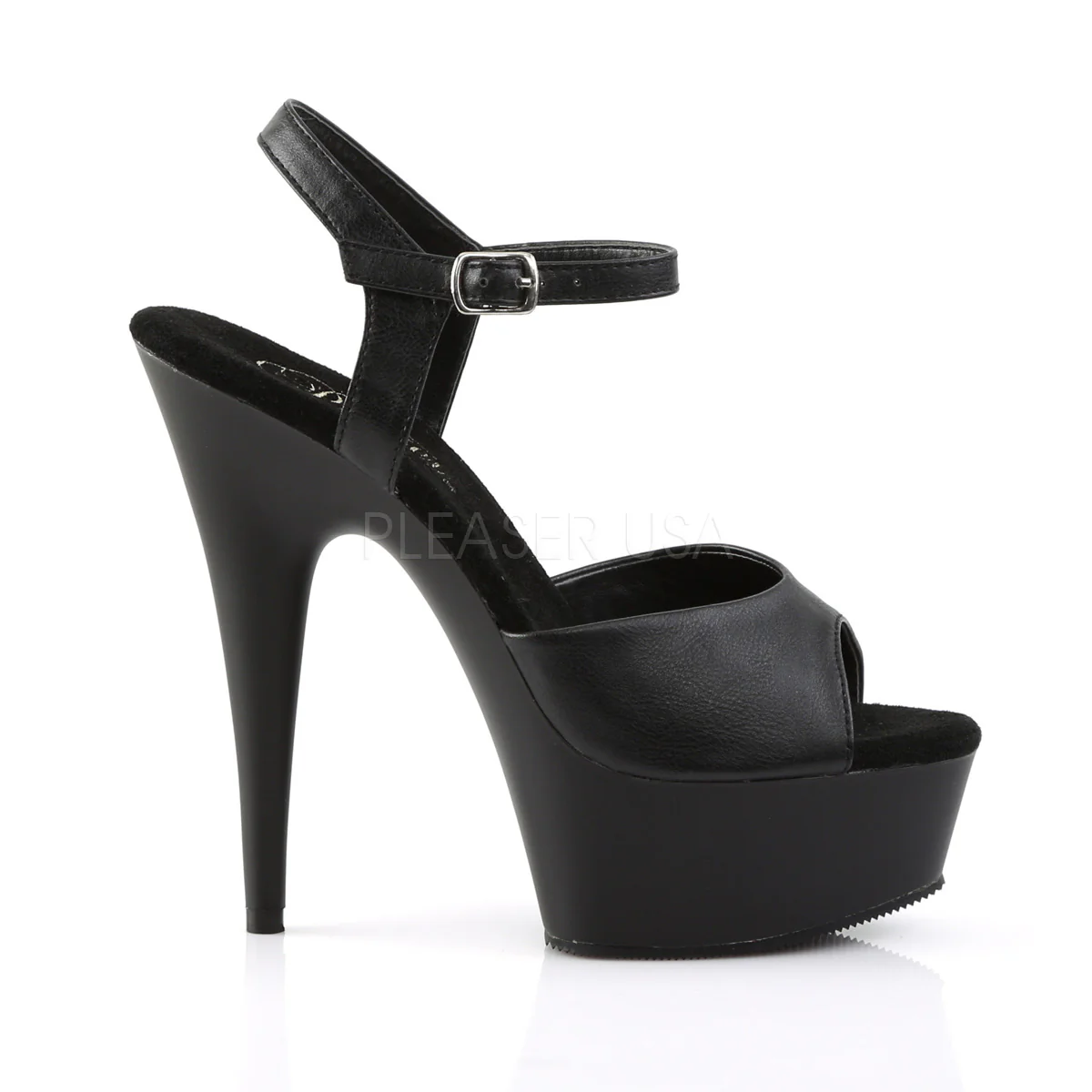 DELIGHT-609  Black Faux Leather/Black Matte - Image 5