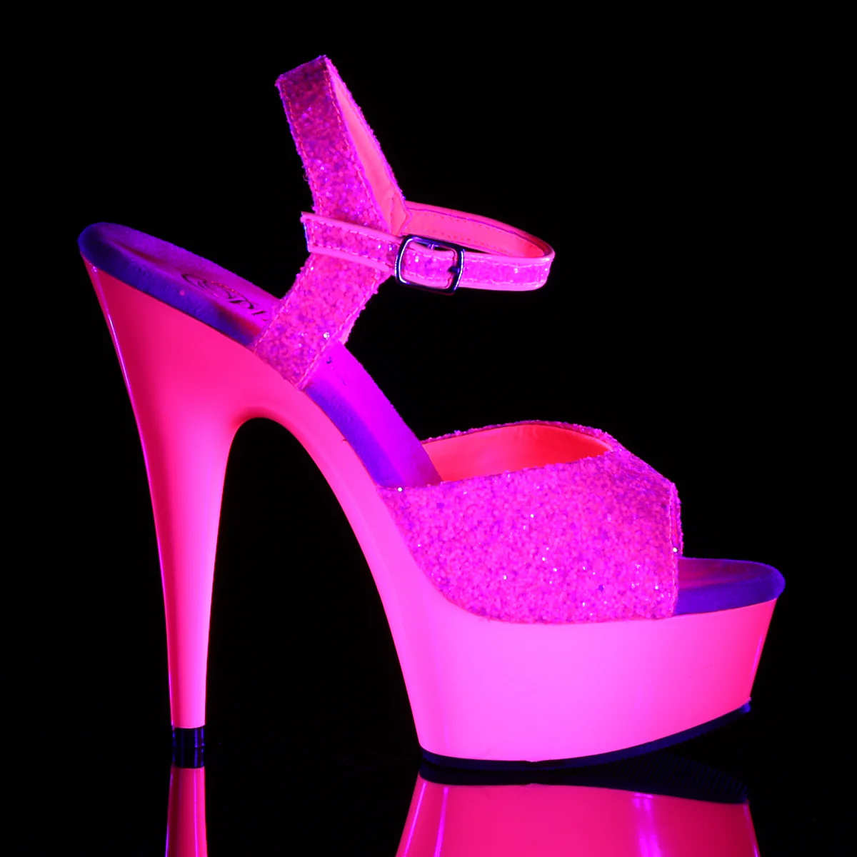 DELIGHT-609UVG  Neon Hot Pink Glitter/Hot Pink - Image 5