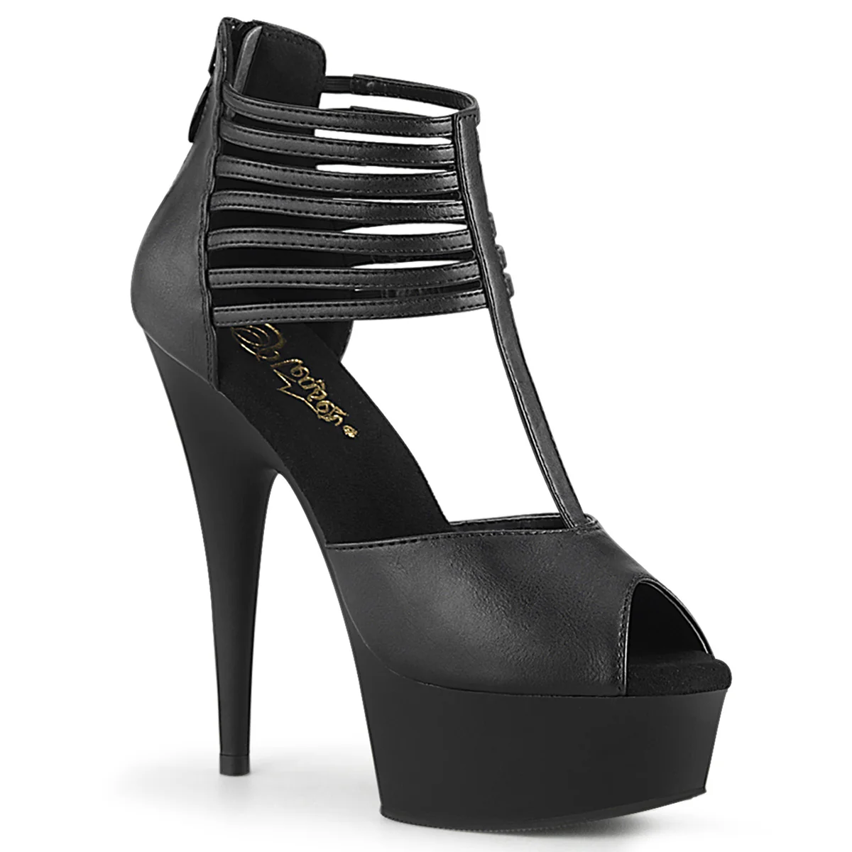 DELIGHT-626 Black Faux Leather/Black Matte