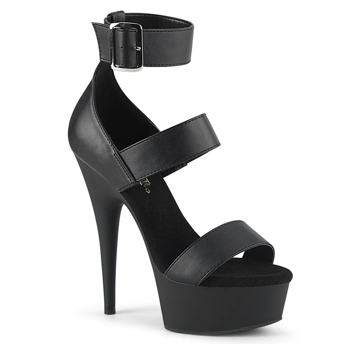 DELIGHT-629  Black Faux Leather/Black Matte