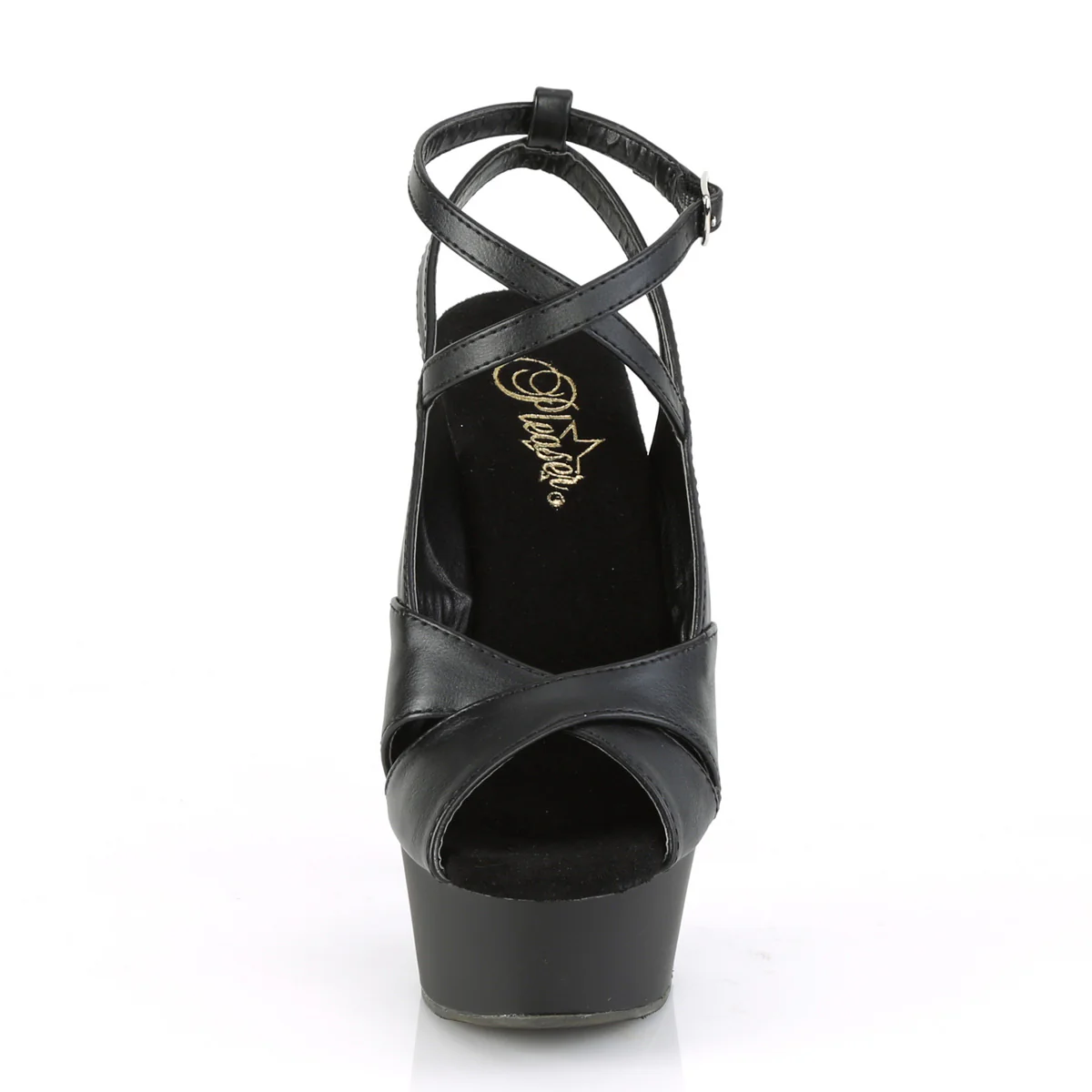 DELIGHT-632  Black Faux Leather/Black Matte - Image 2