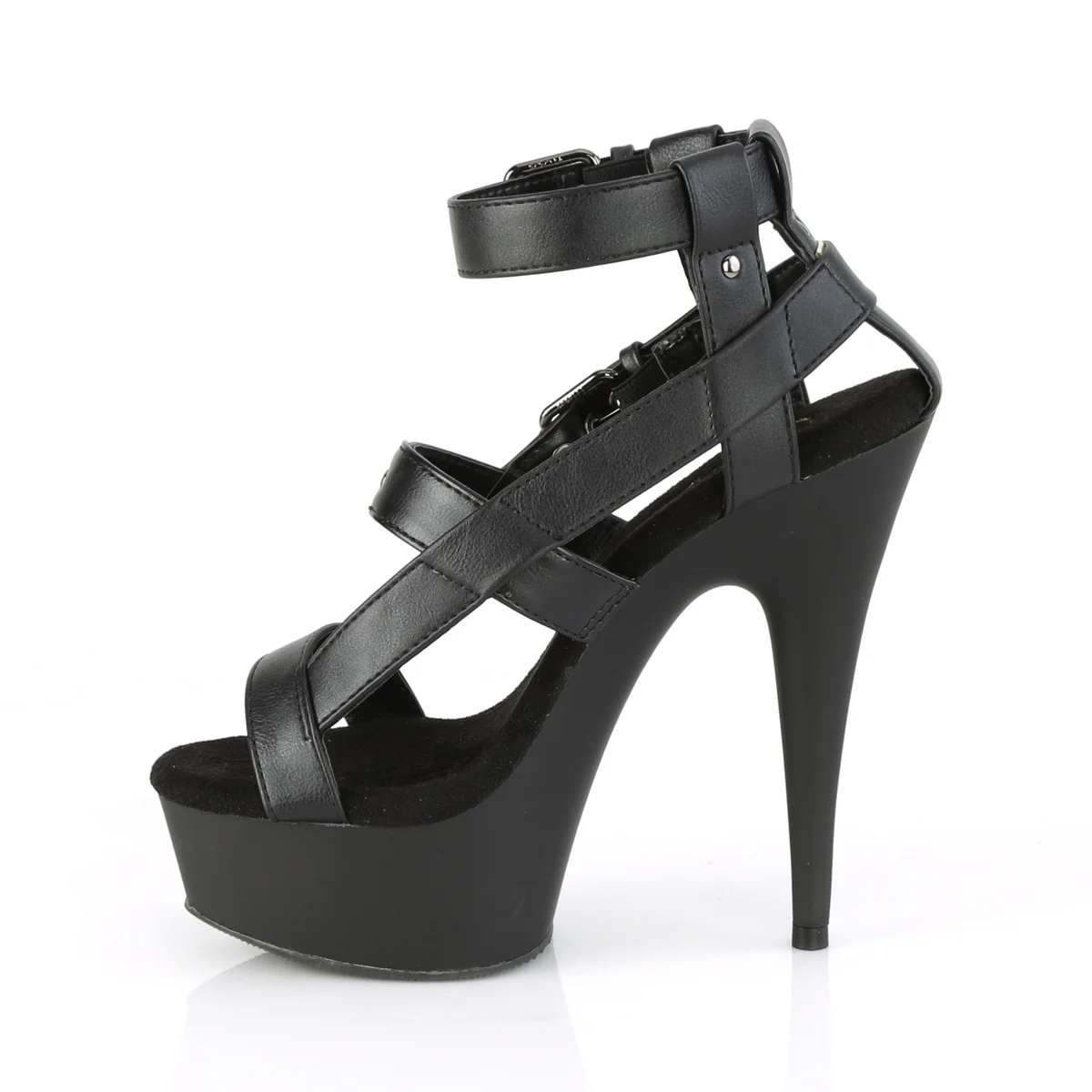 DELIGHT-637  Black Faux Leather/Black Matte - Image 3