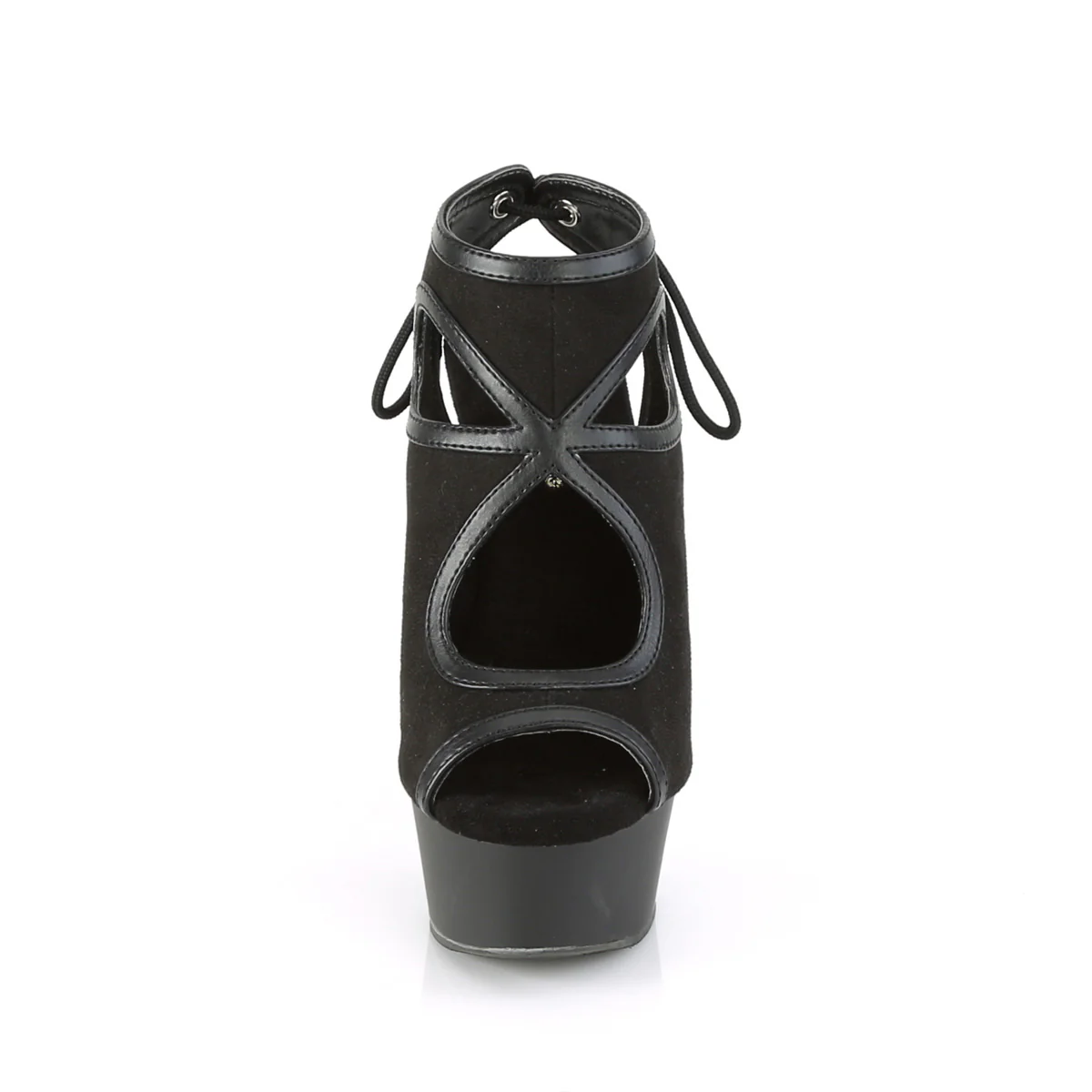 DELIGHT-643  Black Faux Suede-Faux Leather/Black Matte - Image 2