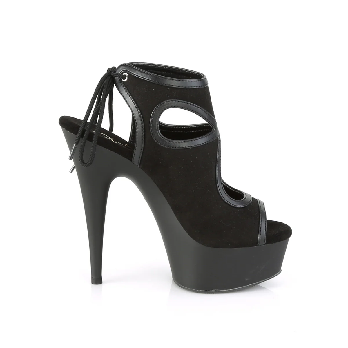 DELIGHT-643  Black Faux Suede-Faux Leather/Black Matte - Image 5